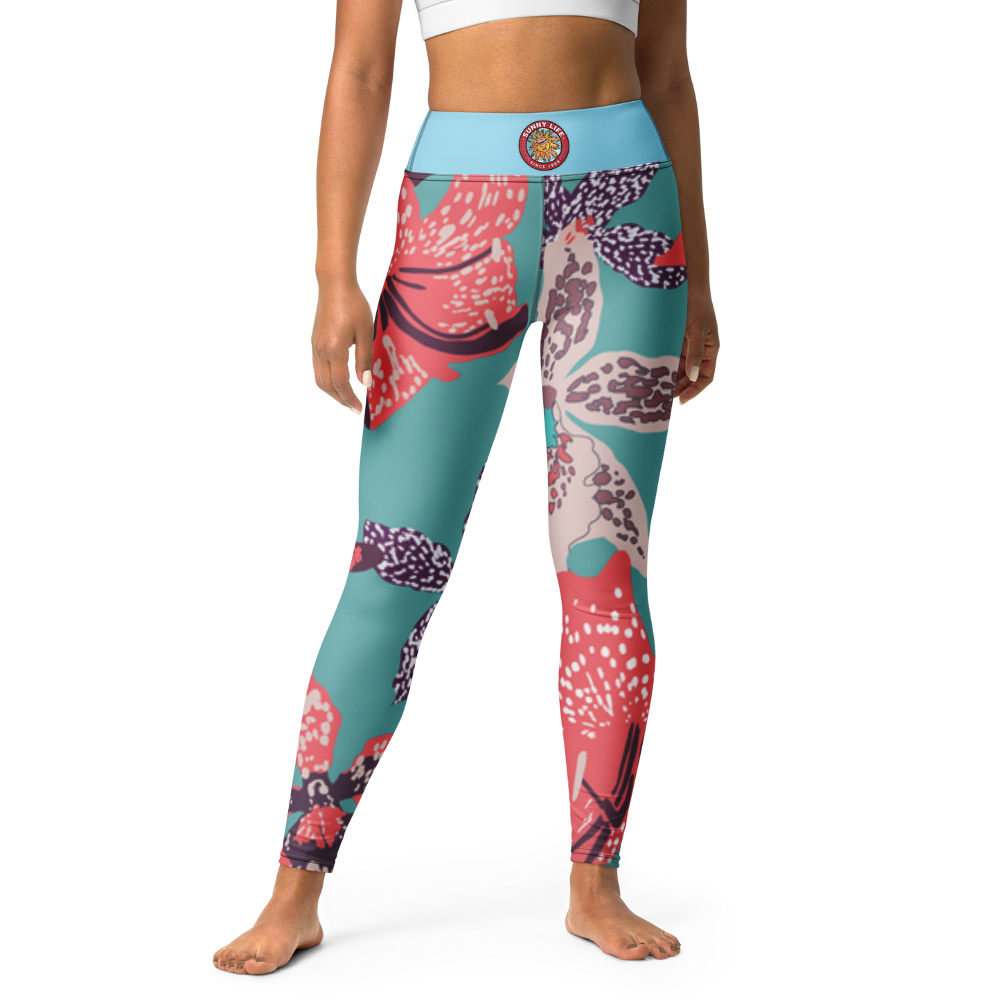 "Aqua Floral" Yoga Leggings