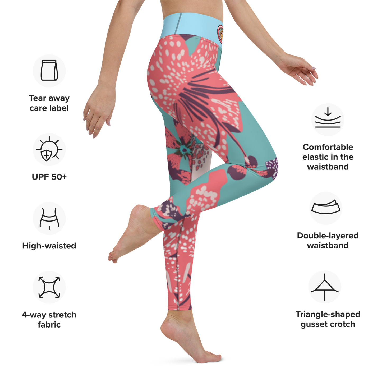 "Aqua Floral" Yoga Leggings