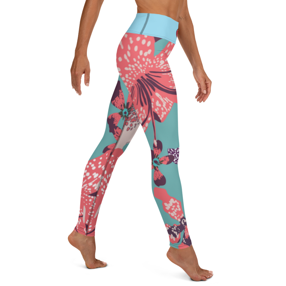 "Aqua Floral" Yoga Leggings