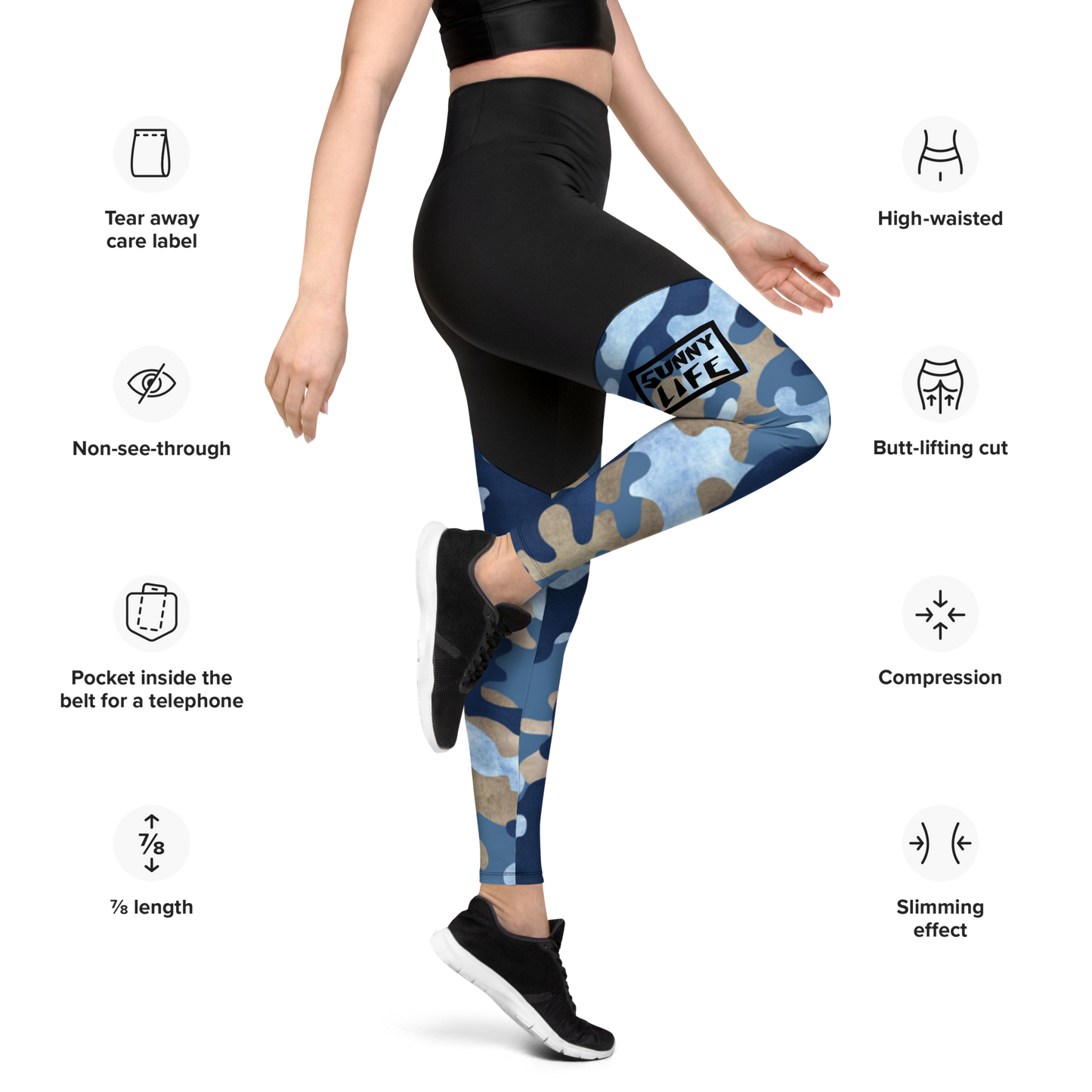 "Blue Camo" Runner Leggings
