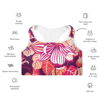 "Pink Floral" Yoga Bra