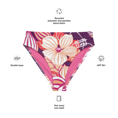"Pink Floral" High Waist Bikini Bottom