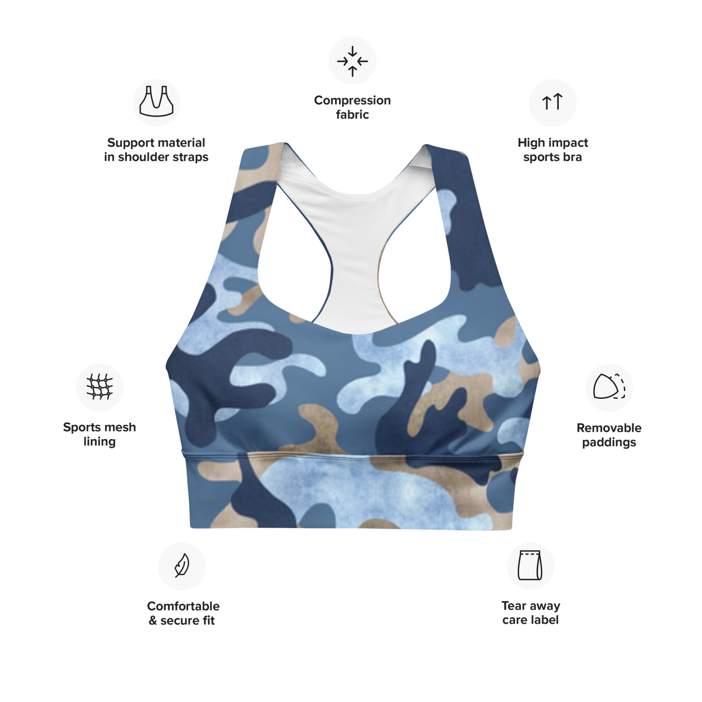 "Camo Blue" Sports Bra