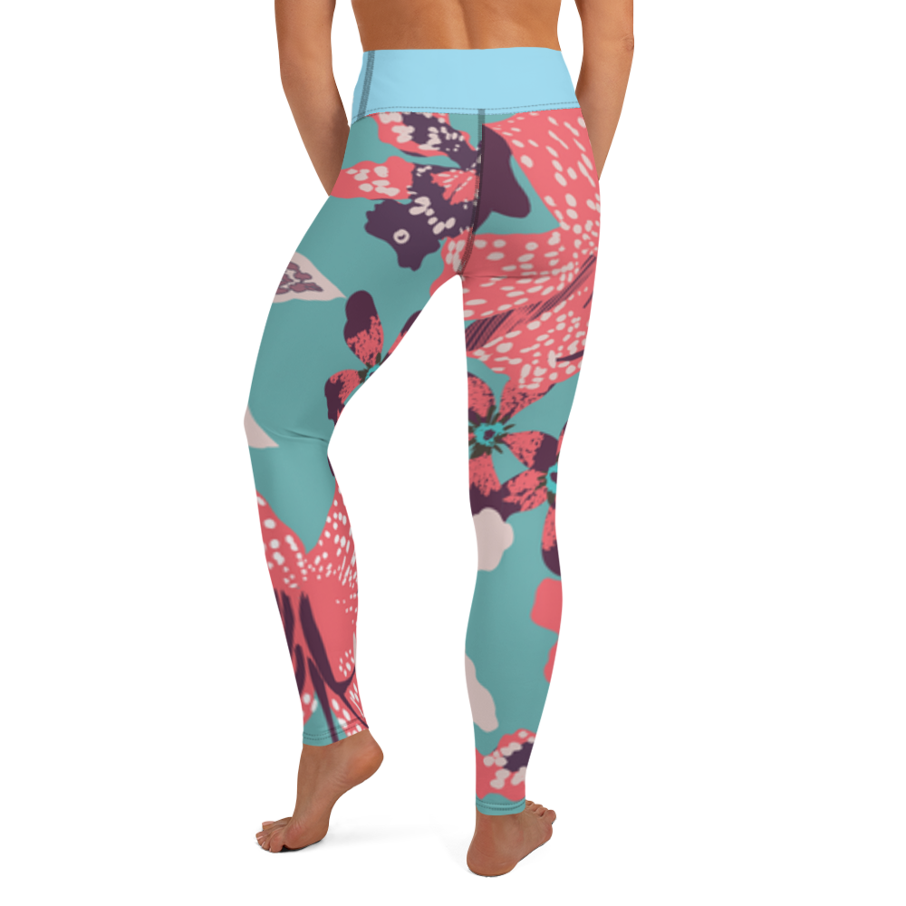 "Aqua Floral" Yoga Leggings