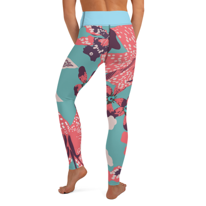 "Aqua Floral" Yoga Leggings