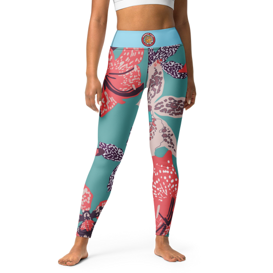 "Aqua Floral" Yoga Leggings