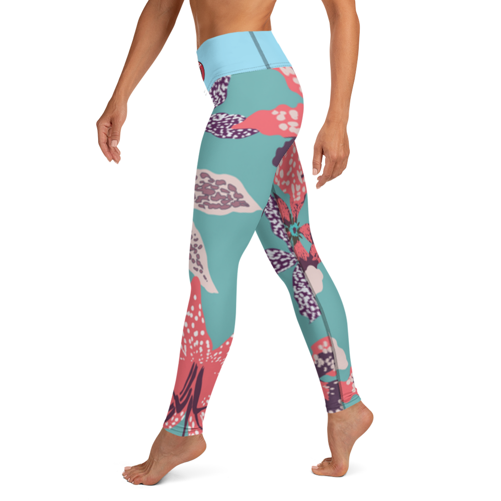 "Aqua Floral" Yoga Leggings