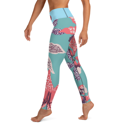 "Aqua Floral" Yoga Leggings
