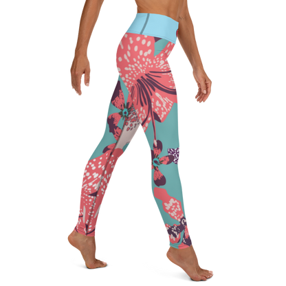 "Aqua Floral" Yoga Leggings