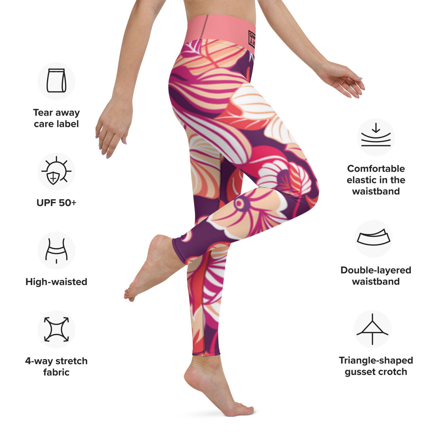 "Pink Floral" Yoga Leggings