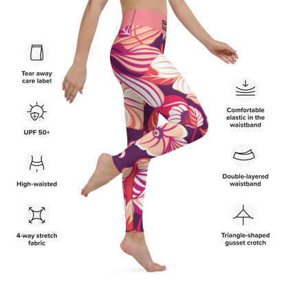 "Pink Floral" Yoga Leggings