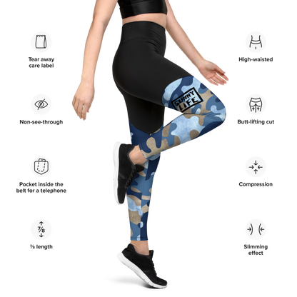 "Blue Camo" Runner Leggings